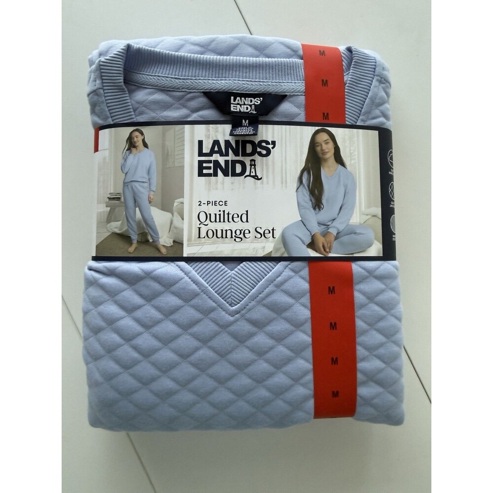 Lands End Women's Quilted Lounge Set Super SOFT Blue M With Tags